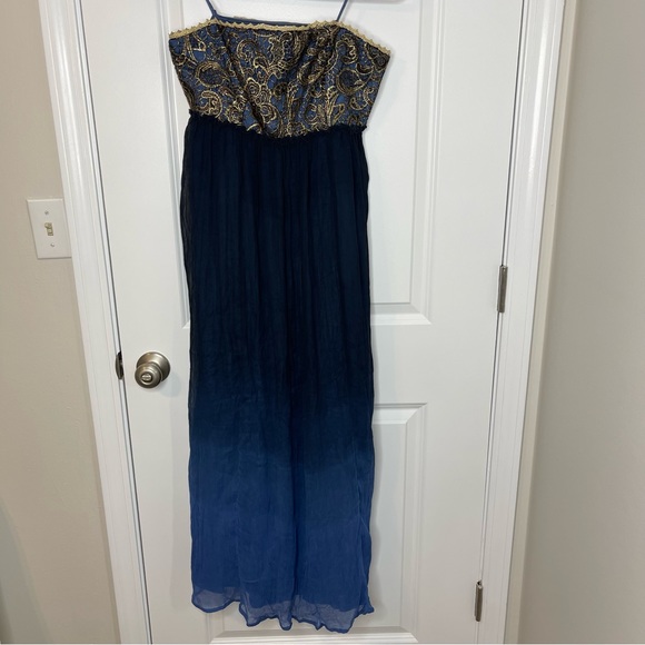 Anthropologie Ocan Fade Maxi Dress By Moulinette Sours Sz 6 Petite Blue - Picture 2 of 14